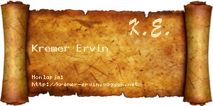 Kremer Ervin névjegykártya